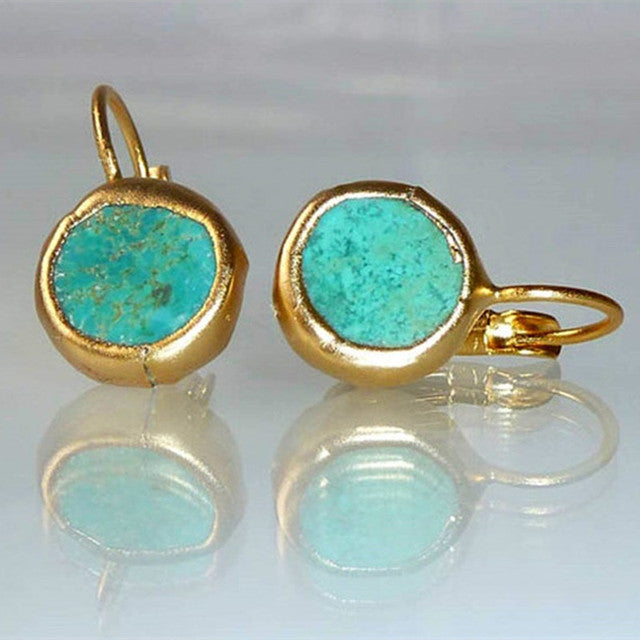 Boucles d'oreilles vintage en turquoise et or