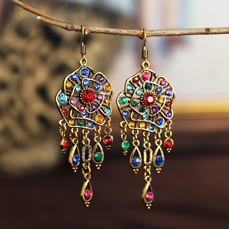 Boucles d'oreilles mandala vintage colorées