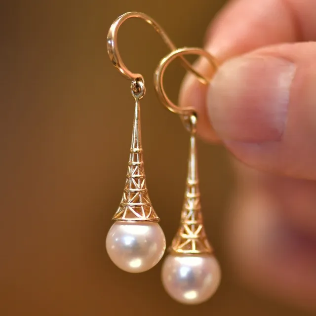 Boucles d'oreilles en perles vintage en or