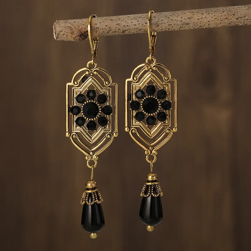 Boucles d'oreilles en cristal noir vintage