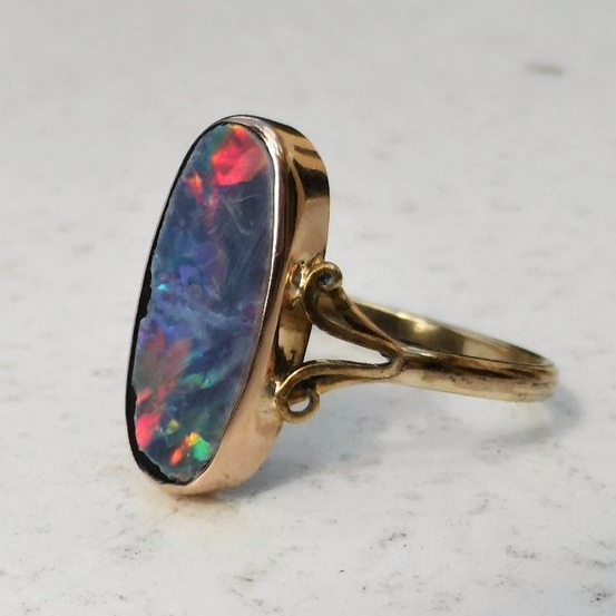 Bague Opale Colorée Vintage