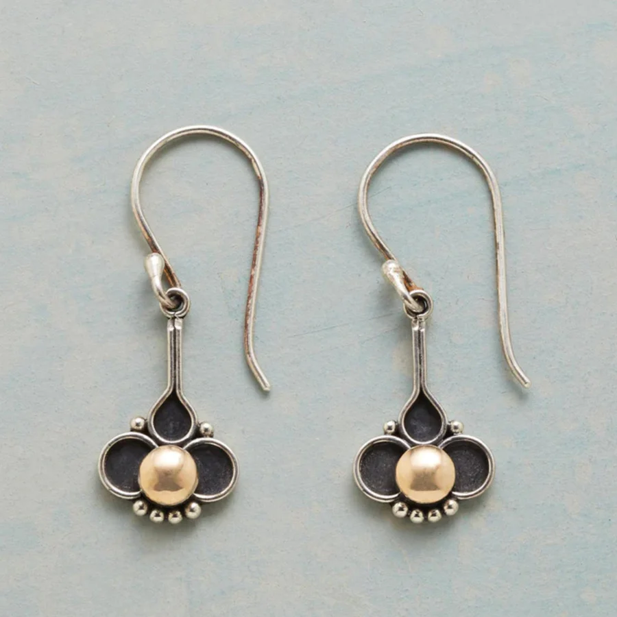 Boucles d'oreilles en argent perle trèfle bohème